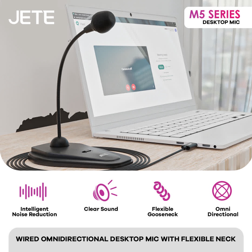 JETE Desktop Microphone M5 + Kabel 2m + USB
