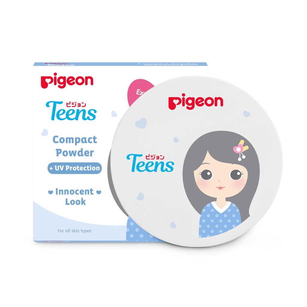 Pigeon Teens Compact Powder + UV Protection Full Size 14gr - Pink (Pack Biru)
