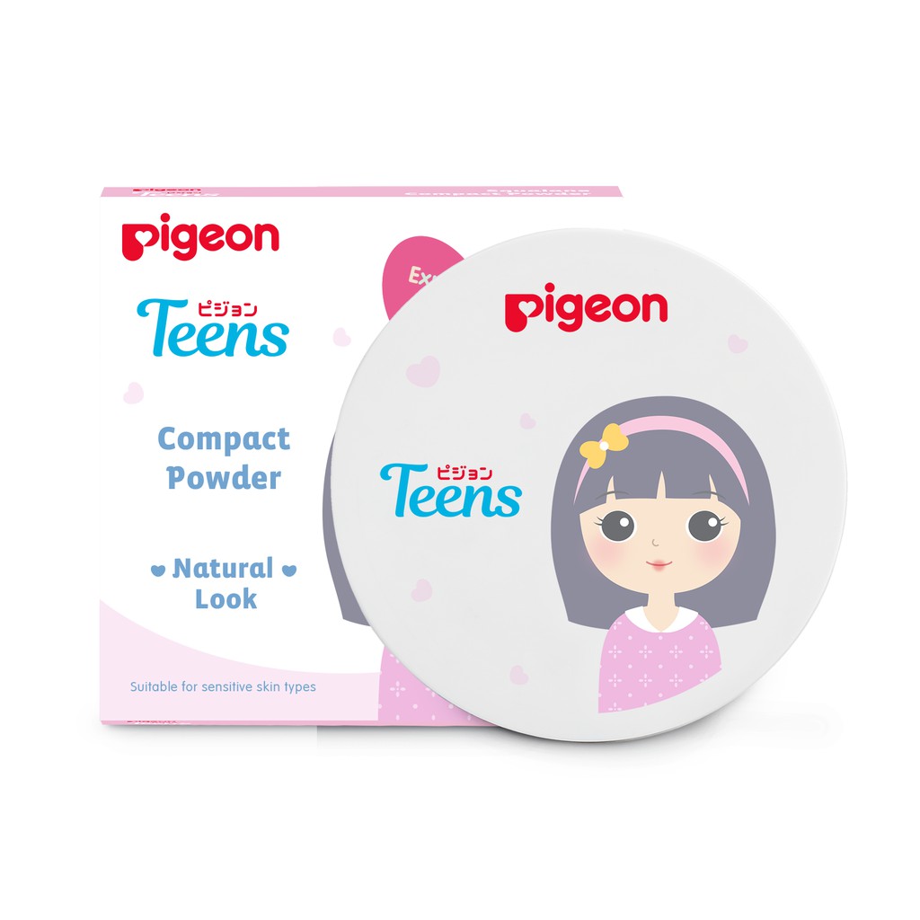 Pigeon Teens Compact Powder Full Size 14gr - Natural (Pack Pink)