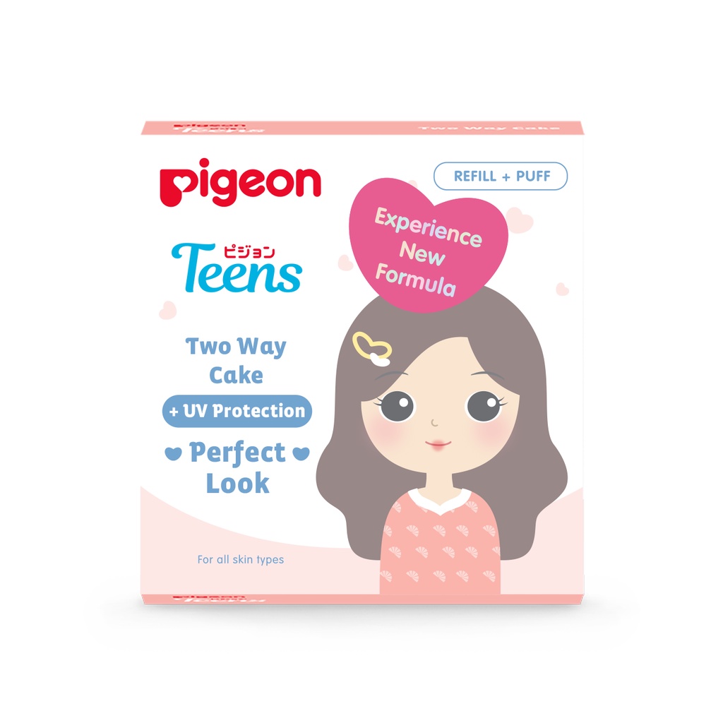 Pigeon Teens Two Way Cake + UV Protection Refill + Puff 14gr - Sand (Pack Peach)
