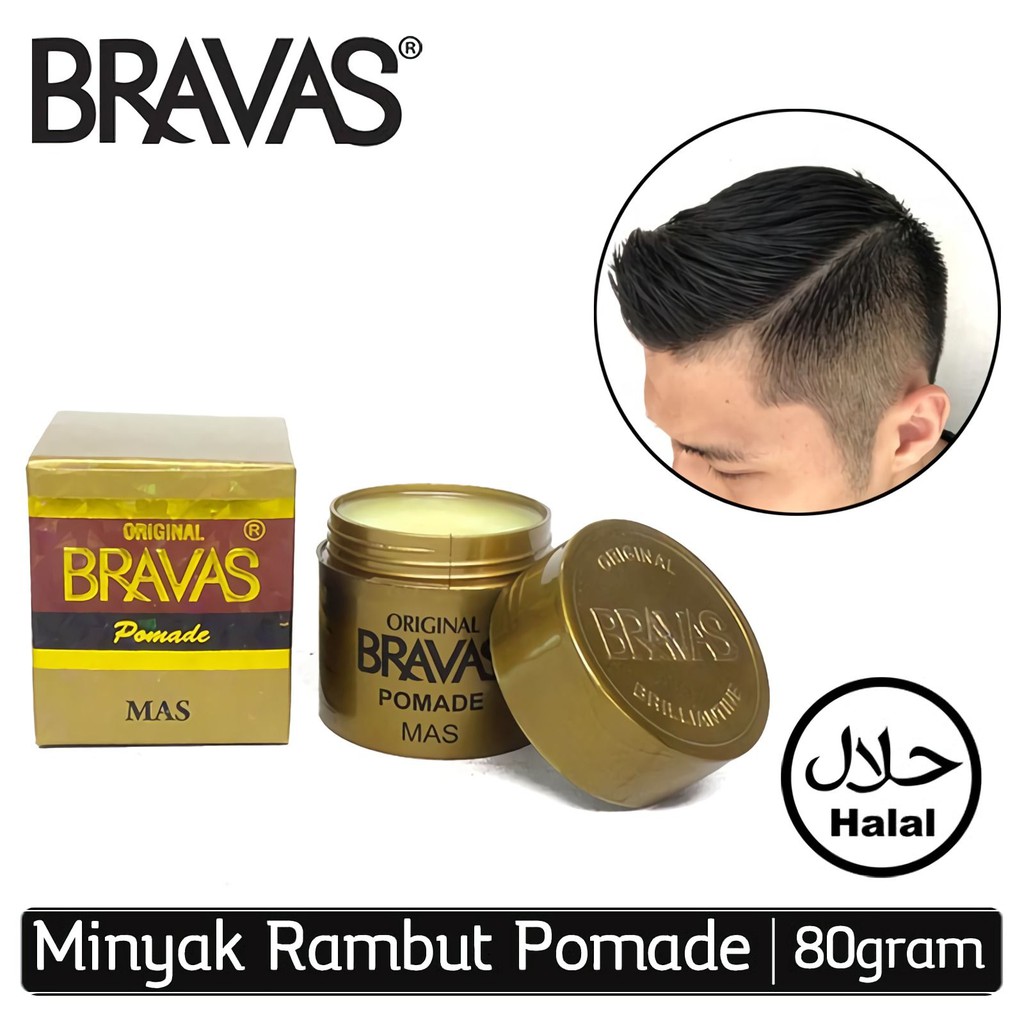 Bravas Pomade Brilliantine Minyak Rambut 80gr - Mas