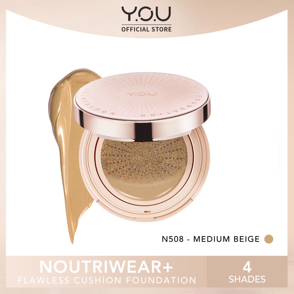 YOU Noutriwear+ Flawless Cushion Foundation Full Size - N508 Medium Beige YOU Noutriwear+ Flawless Cushion Foundation Full Size - N508 Medium Beige