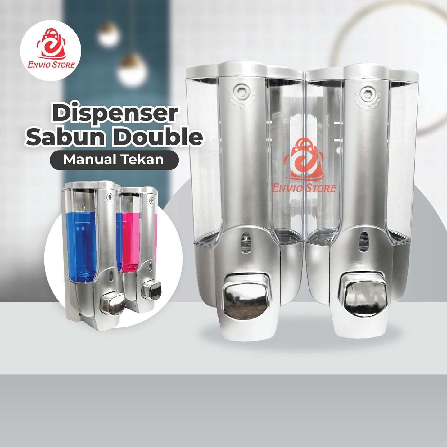 Dispenser Sabun Cair DOUBLE Tabung Dispenser Sabun Cair DOUBLE Tabung