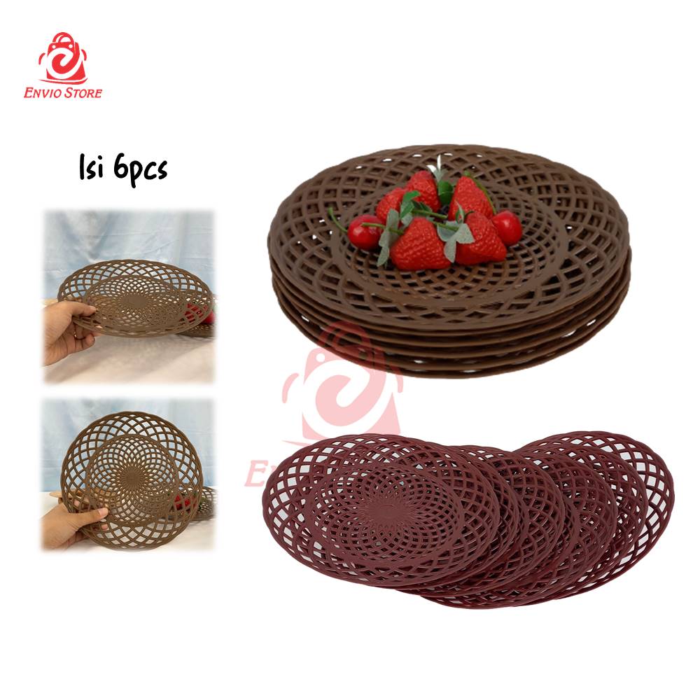 (Isi 6) Piring Plastik Motif Rotan (Isi 6) Piring Plastik Motif Rotan