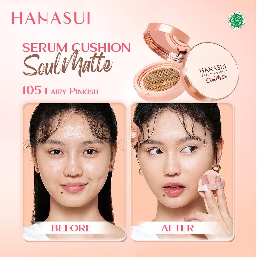 Hanasui Serum Cushion SoulMatte 15gr - 105 Fairy  Pinkish