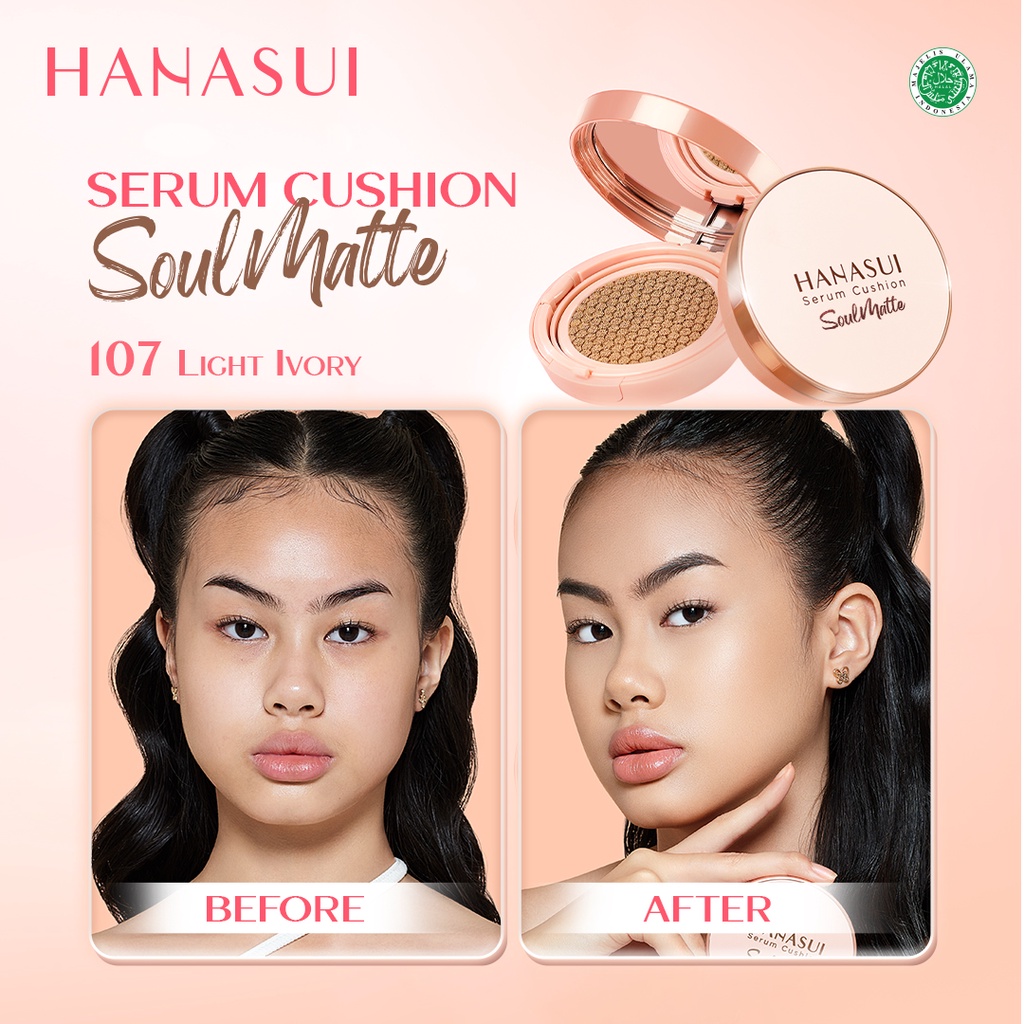 Hanasui Serum Cushion SoulMatte 15gr - 107 Light Ivory