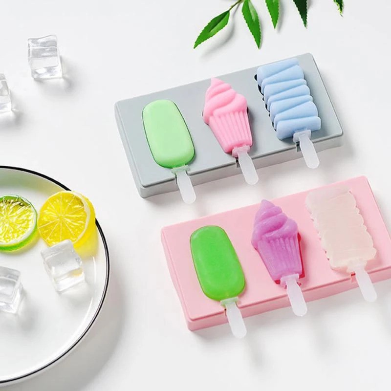 Cetakan Es Krim / Es Batu Bahan Silikon 3 Jenis Motif Lucu Cetakan Es Krim / Es Batu Bahan Silikon 3 Jenis Motif Lucu