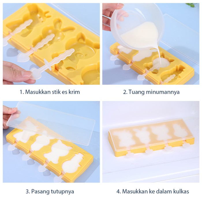 Cetakan Es Krim / Es Batu Bahan Silikon 3 Jenis Motif Lucu Cetakan Es Krim / Es Batu Bahan Silikon 3 Jenis Motif Lucu