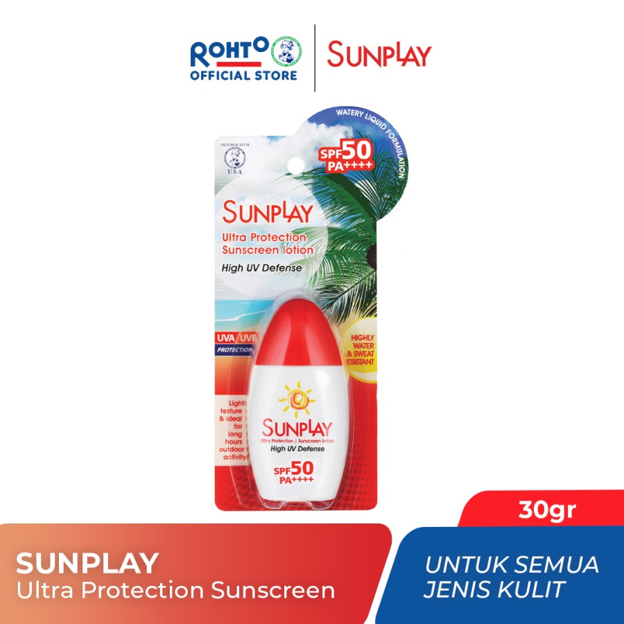 Sunplay Sunscreen Lotion High UV Defense SPF50+ PA++++ 30gr - Ultra Protection (Merah) Sunplay Sunscreen Lotion High UV Defense SPF50+ PA++++ 30gr - Ultra Protection (Merah)