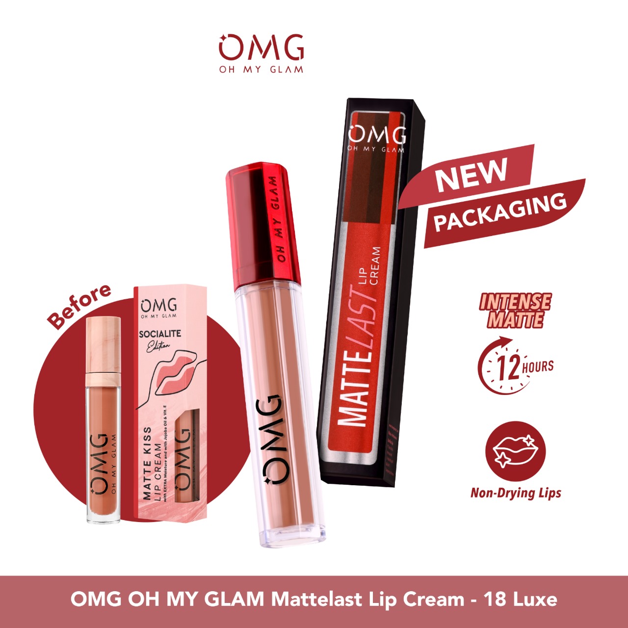 Oh My Glam Mattelast Lip Cream - 18 Luxe 2.9gr (OMG)