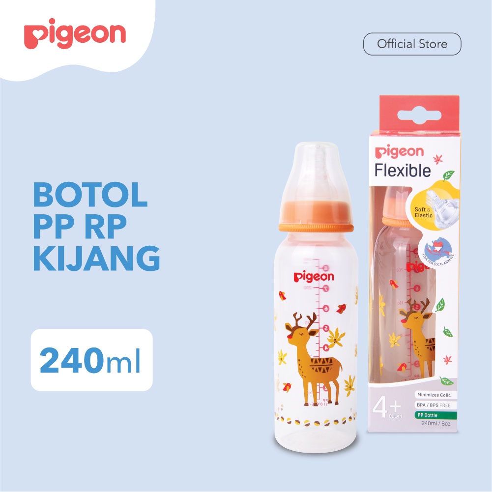 Pigeon Baby Bottle - W/S Type Silicone Nipple 240ml Rusa (Umur 4+ Bulan) Botol Susu Bayi