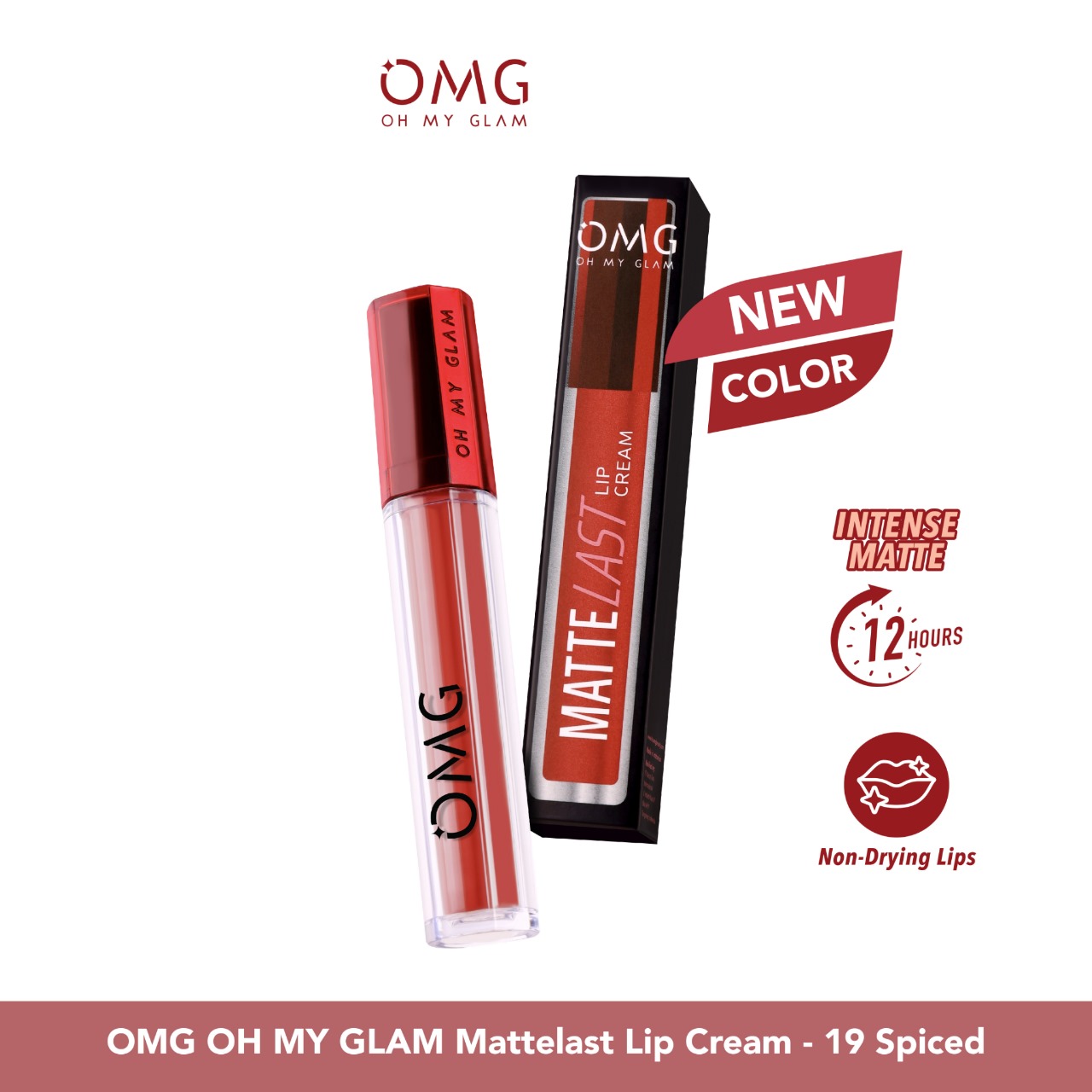Oh My Glam Mattelast Lip Cream - 19 Spiced 2.9g (OMG)