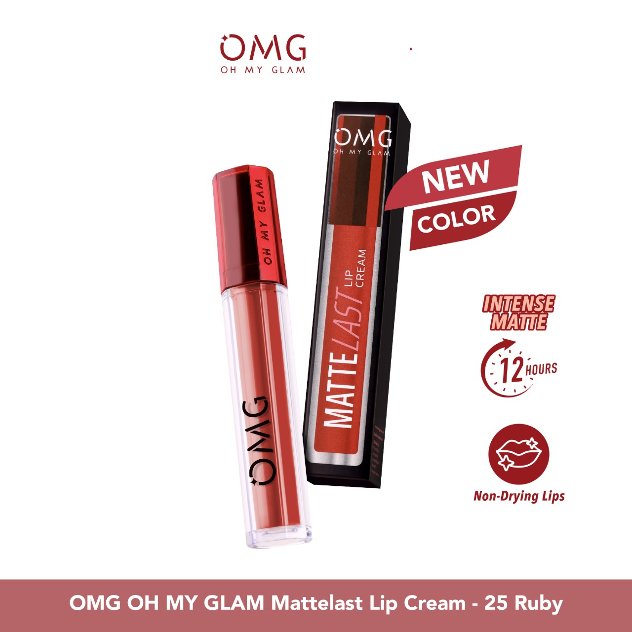 Oh My Glam Mattelast Lip Cream - 25 Ruby 2.9g (OMG)