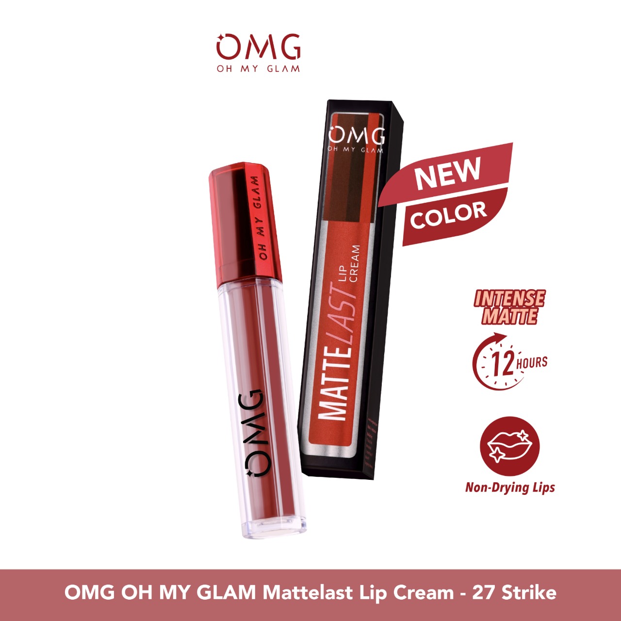 Oh My Glam Mattelast Lip Cream - 27 Strike 2.9g (OMG)