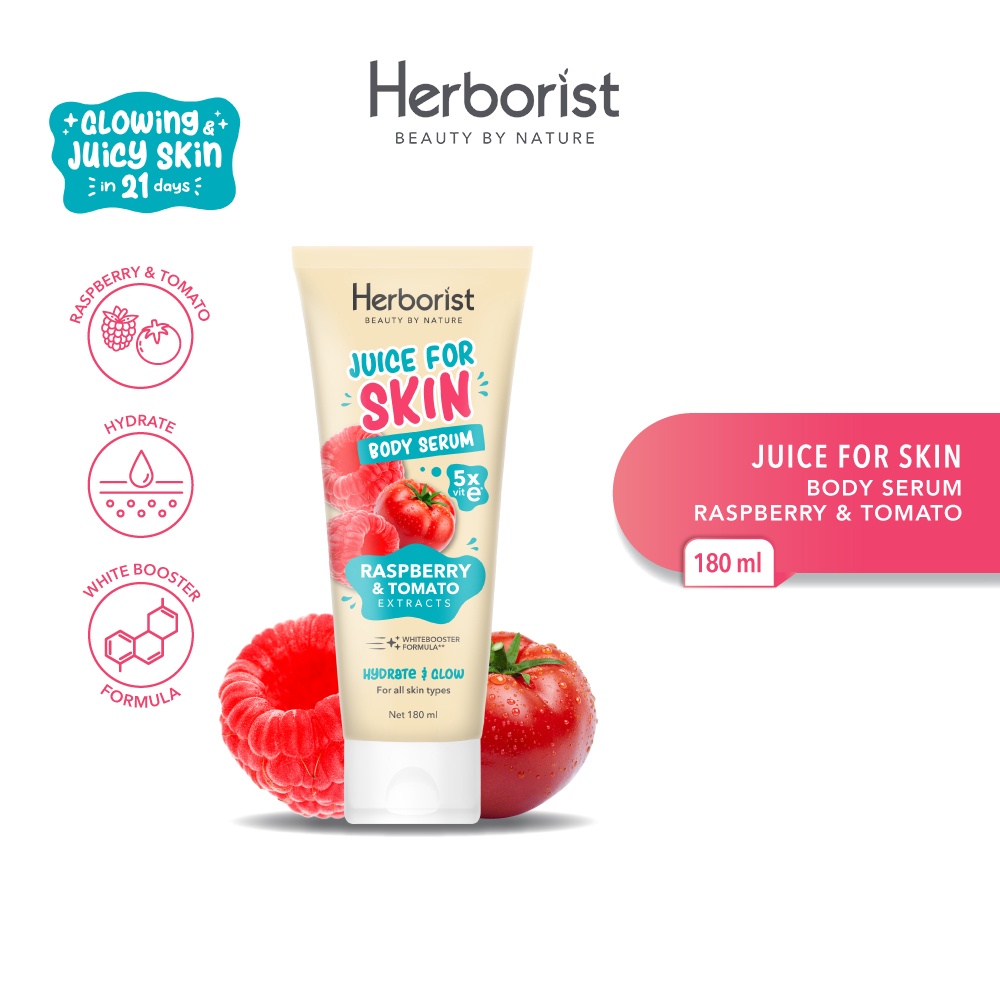 Herborist Juice For Skin Body Serum 180ml - Raspberry & Tomato (Hydrate & Glow)