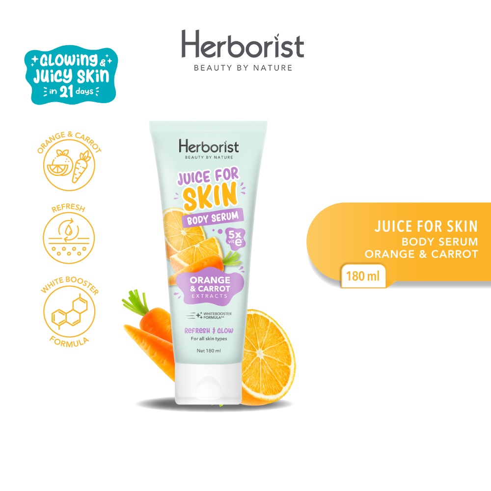 Herborist Juice For Skin Body Serum 180ml - Orange & Carrot (Refresh & Glow)