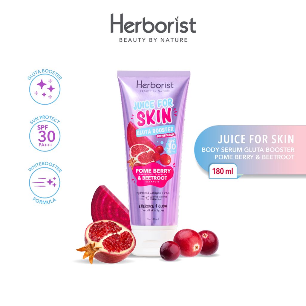 Herborist Juice For Skin Gluta Booster Lotion Serum 180ml - Pome Berry & Beetroot