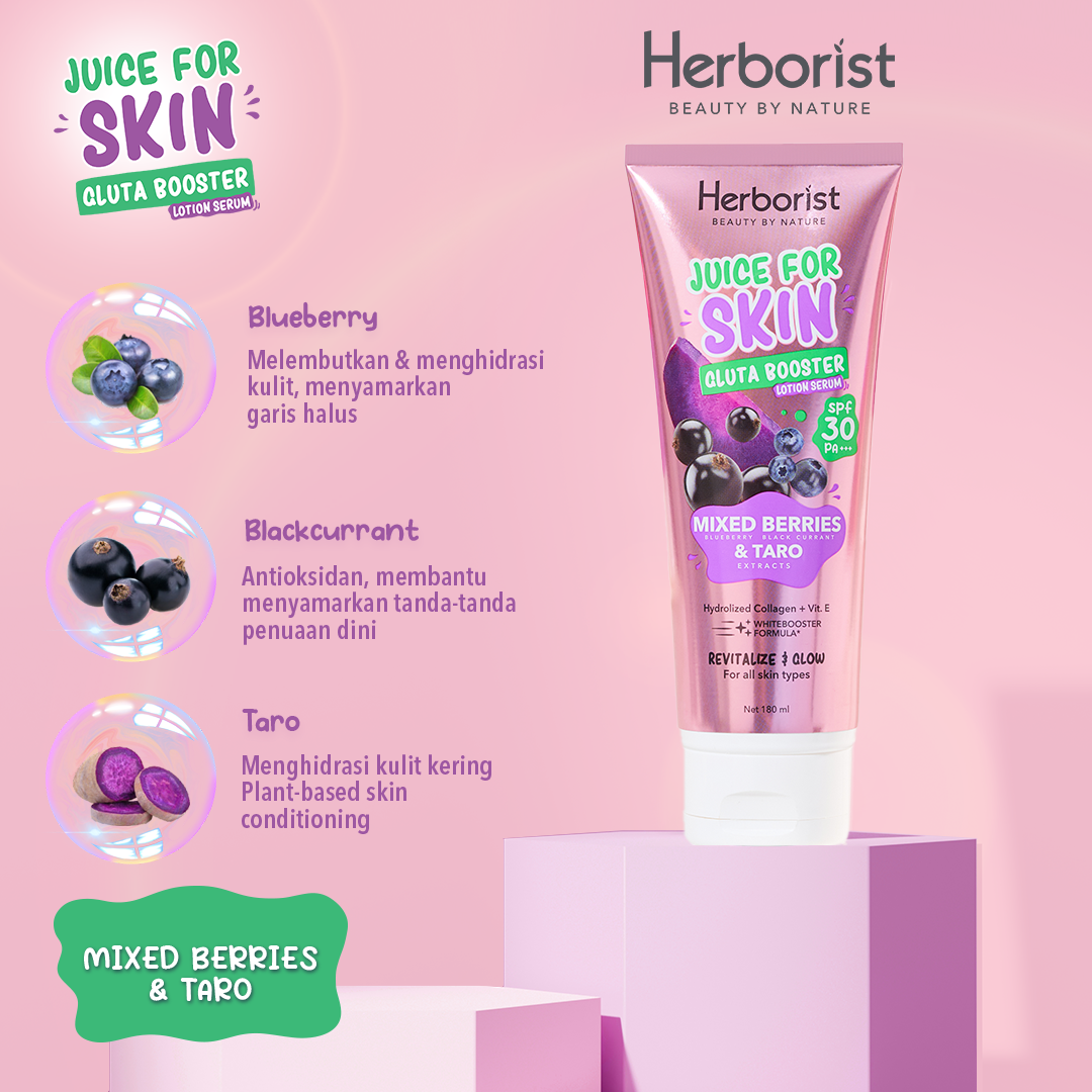 Herborist Juice For Skin Gluta Booster Lotion Serum 180ml - Mixed Berries & Taro Herborist Juice For Skin Gluta Booster Lotion Serum 180ml - Mixed Berries & Taro