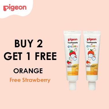 (BELI 2 GRATIS 1) Pigeon Baby Toothpaste 45gr - Orange (Pasta Gigi Anak-Anak)