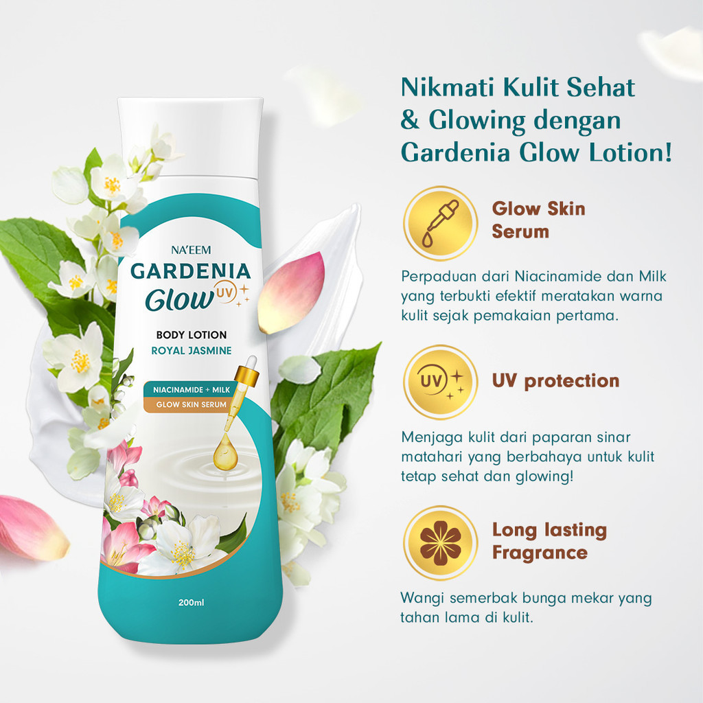 Gardenia Glow by Na'eem UV Body Lotion 200ml - Royal Jasmine Gardenia Glow by Na'eem UV Body Lotion 200ml - Royal Jasmine
