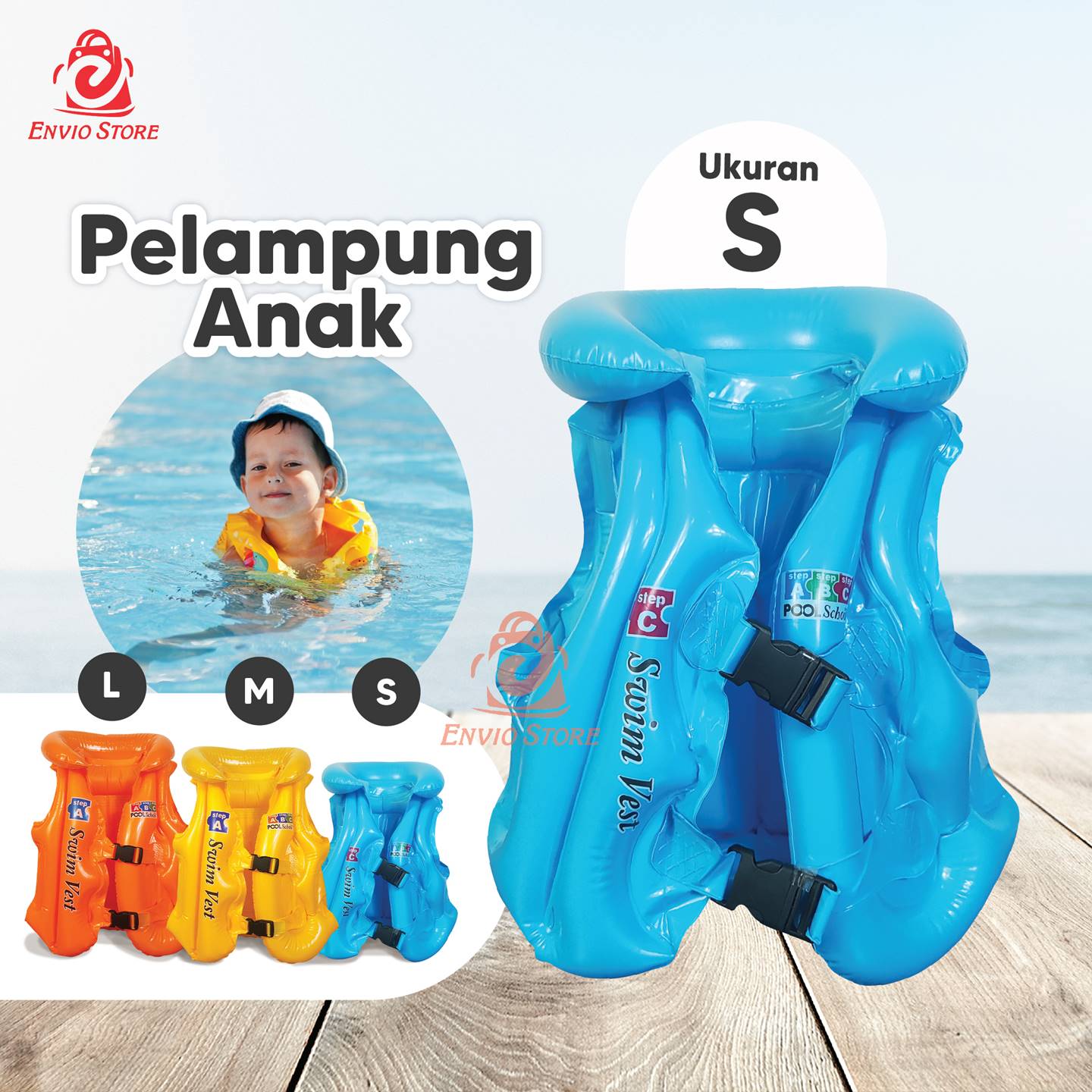 Pelampung Renang Anak - Size S Step C 35 x 40cm (Swim Vest)