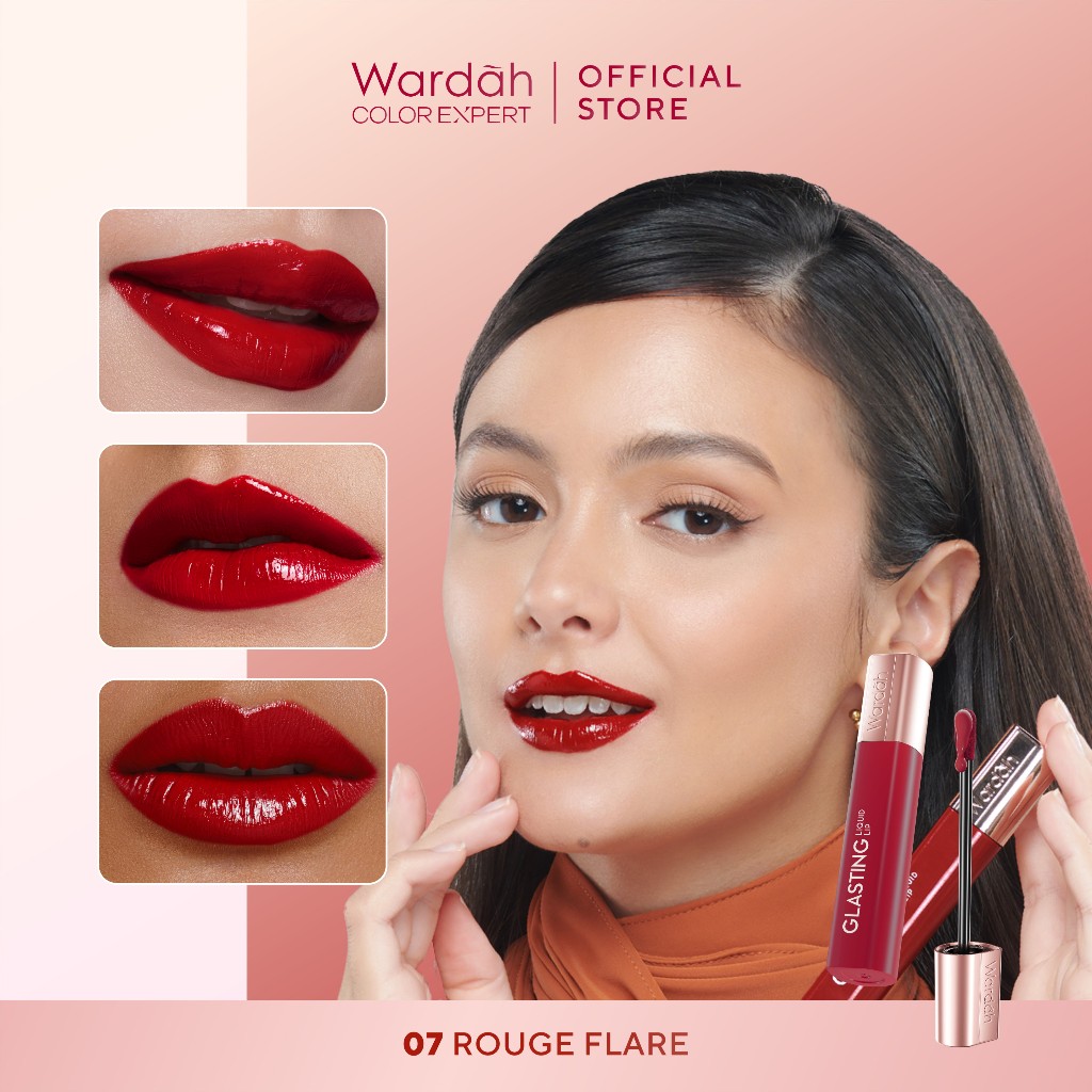 Wardah Glasting Liquid Lip 3.5gr (Lip Cream Transferproof) - 07 Rouge Flare