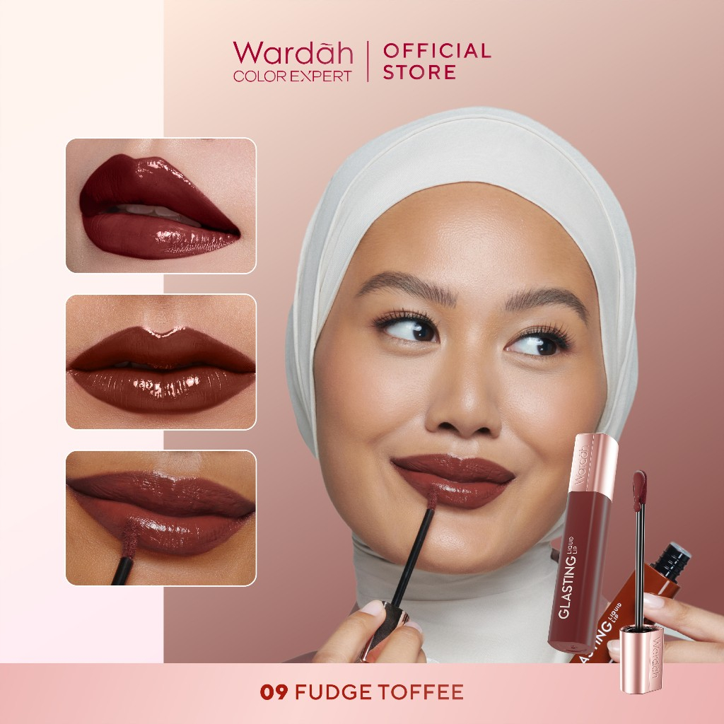 Wardah Glasting Liquid Lip 3.5gr (Lip Cream Transferproof) - 09 Fudgy Toffee