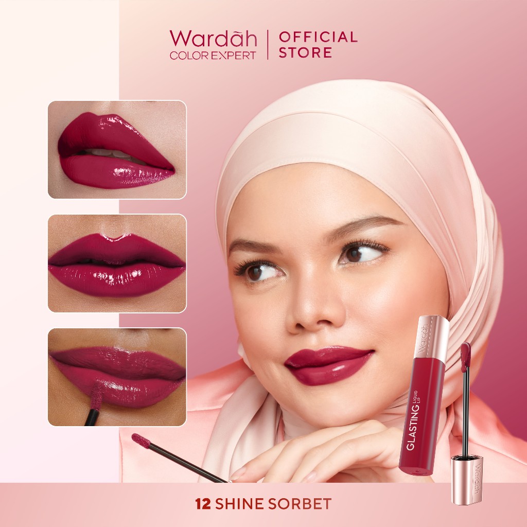 Wardah Glasting Liquid Lip 3.5gr (Lip Cream Transferproof) - 12 Shine Sorbet