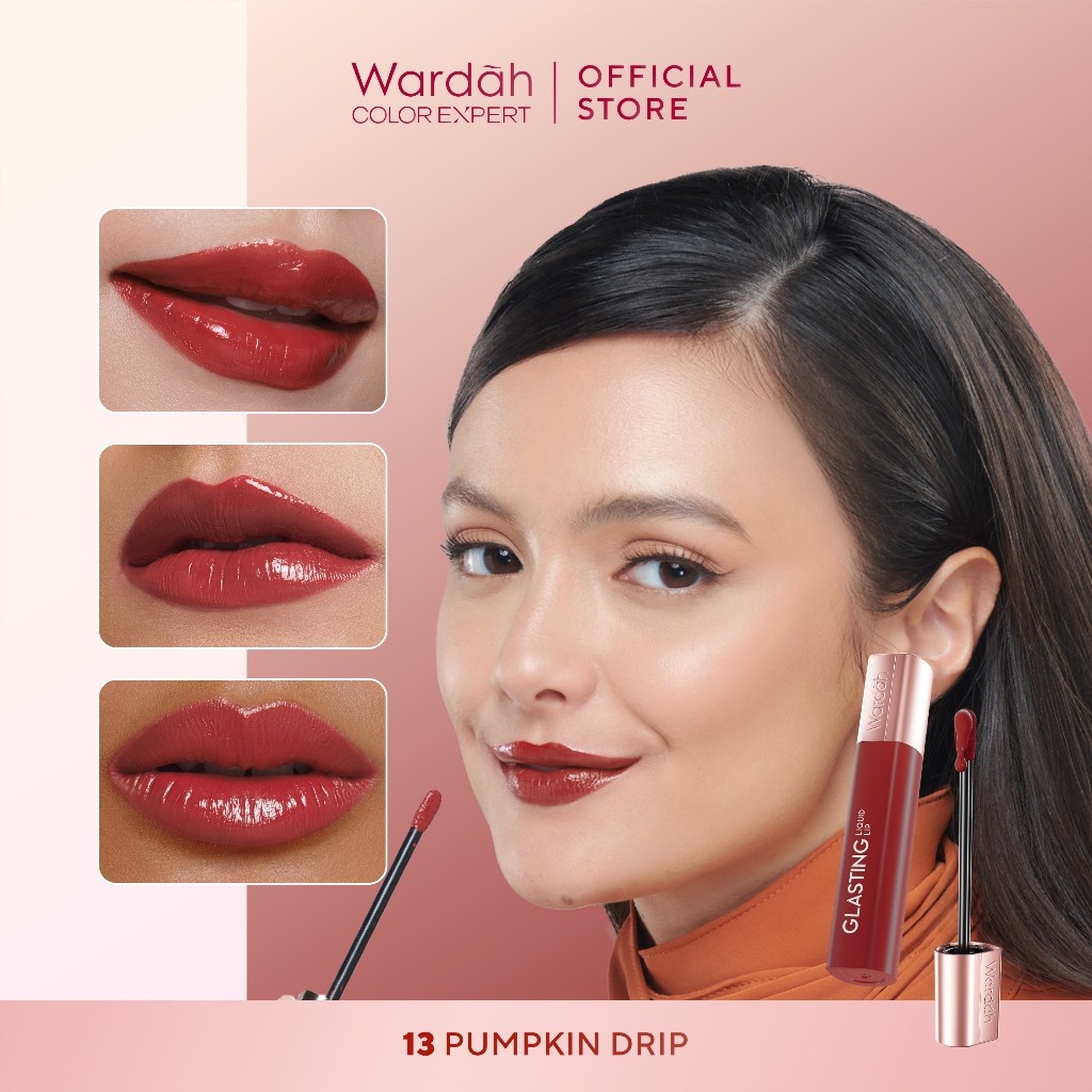 Wardah Glasting Liquid Lip 3.5gr (Lip Cream Transferproof) - 13 Pumpkin Drip