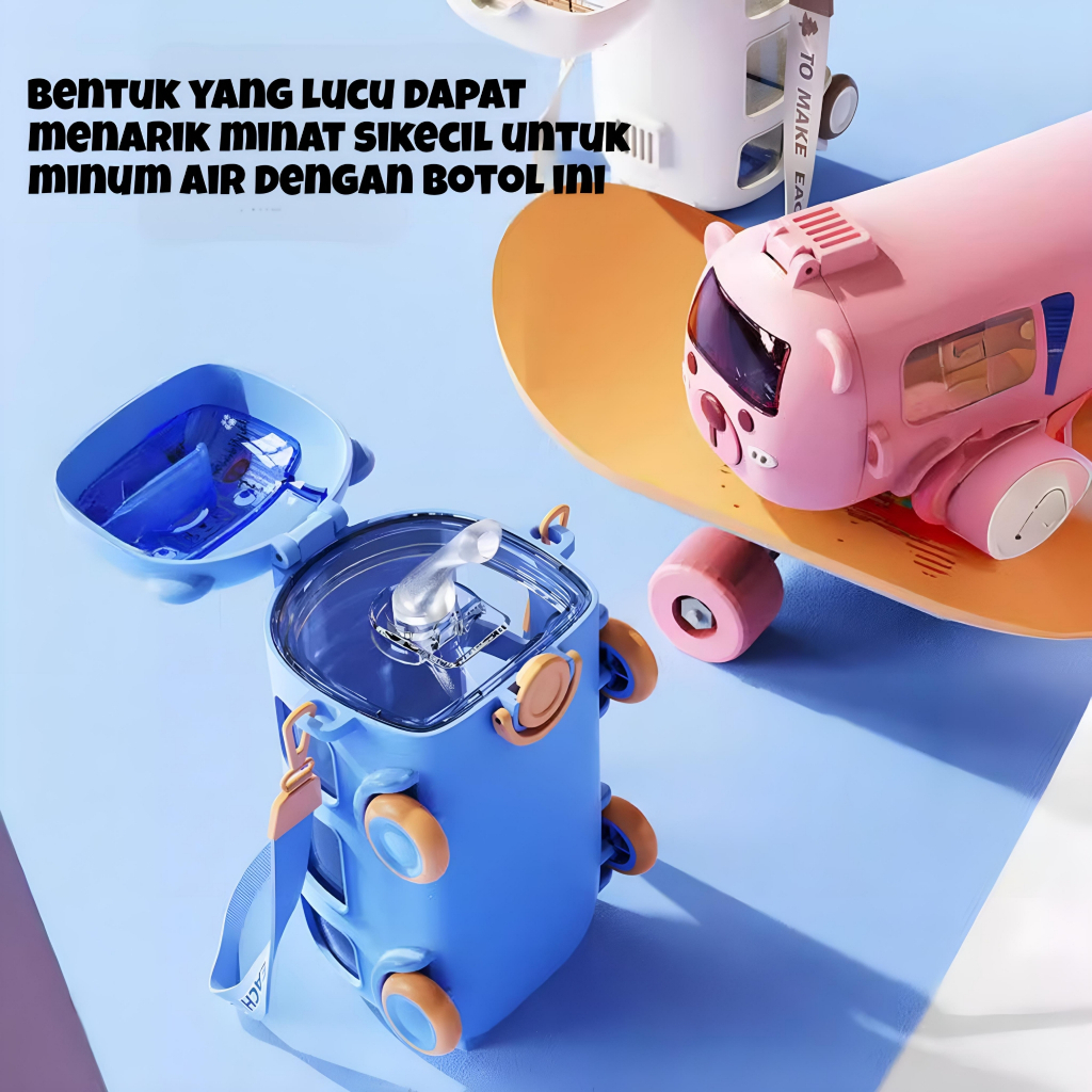 Botol Minum Anak Bentuk Mobil Bus (Cool Cute Bus) Free Tali Strap + Stiker Botol Minum Anak Bentuk Mobil Bus (Cool Cute Bus) Free Tali Strap + Stiker