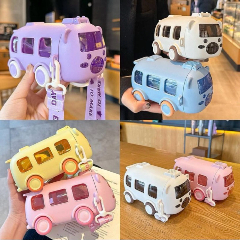 Botol Minum Anak Bentuk Mobil Bus (Cool Cute Bus) Free Tali Strap + Stiker Botol Minum Anak Bentuk Mobil Bus (Cool Cute Bus) Free Tali Strap + Stiker