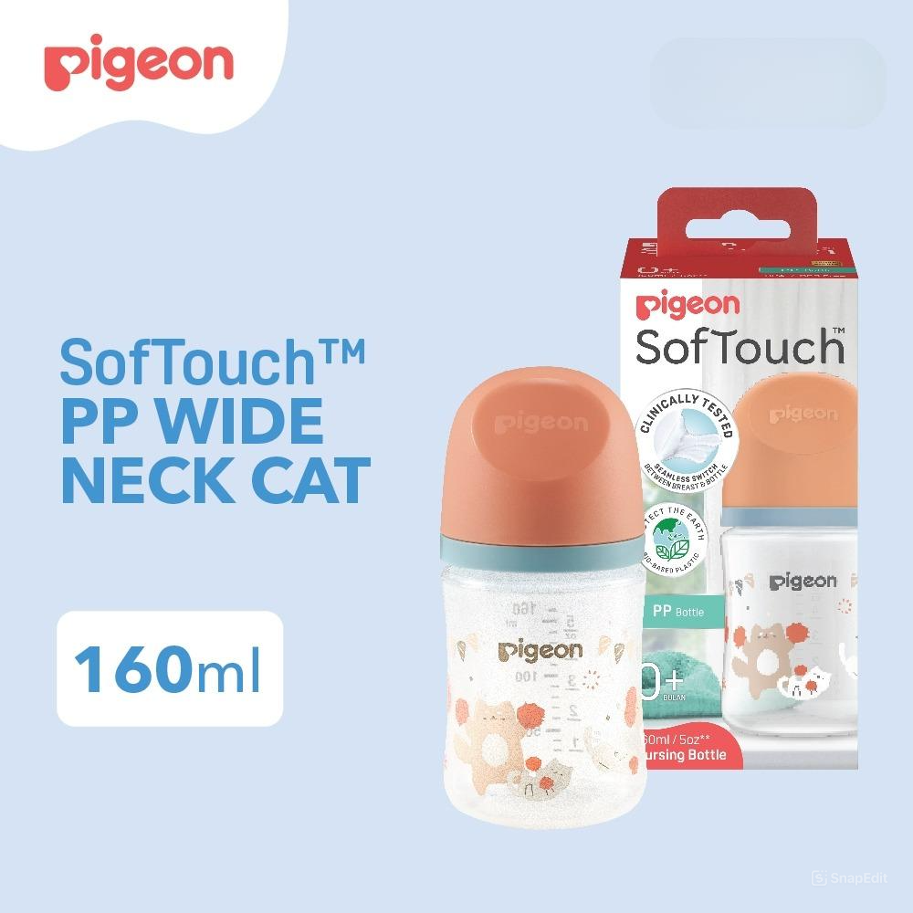 Pigeon Baby Bottle - PP Wide Neck SofTouch Nipple 160ml Kucing (Umur 0+ Bulan) Botol Susu Bayi