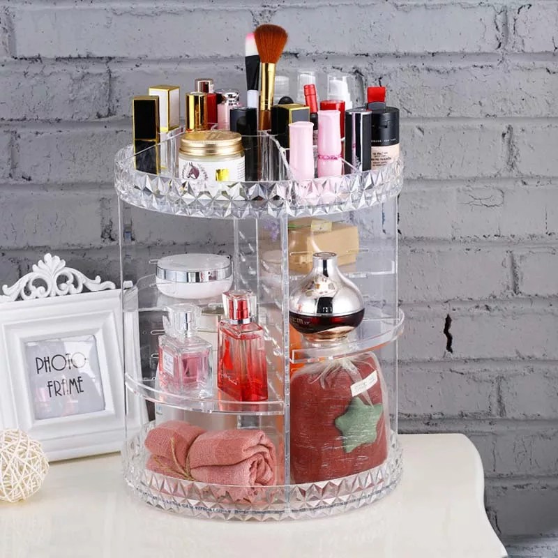 Rak Kosmetik Akrilik Putar 360° - Rak Kosmetik Skincare Makeup Organizer