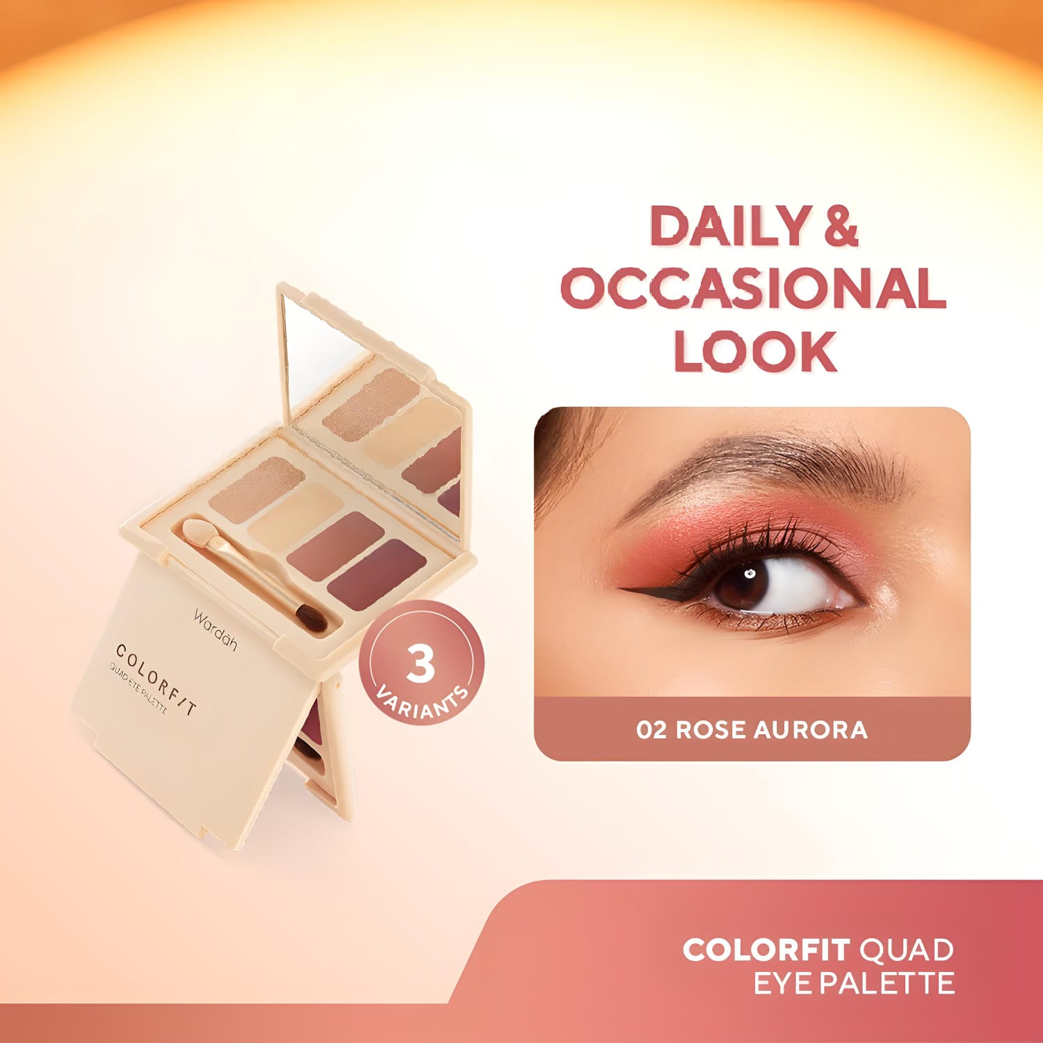 Wardah Colorfit Quad Eye Palette 6gr - 02 Rose Aurora