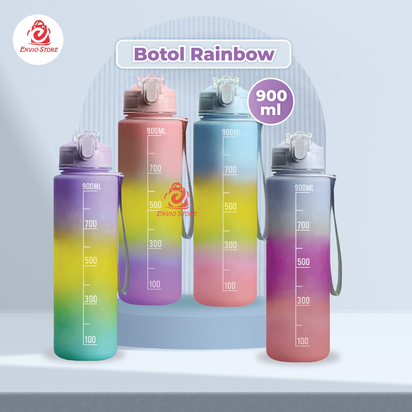 Botol Minum Rainbow 900ml (HX-4727) - Botol Minum Warna Lucu Botol Minum Rainbow 900ml (HX-4727) - Botol Minum Warna Lucu
