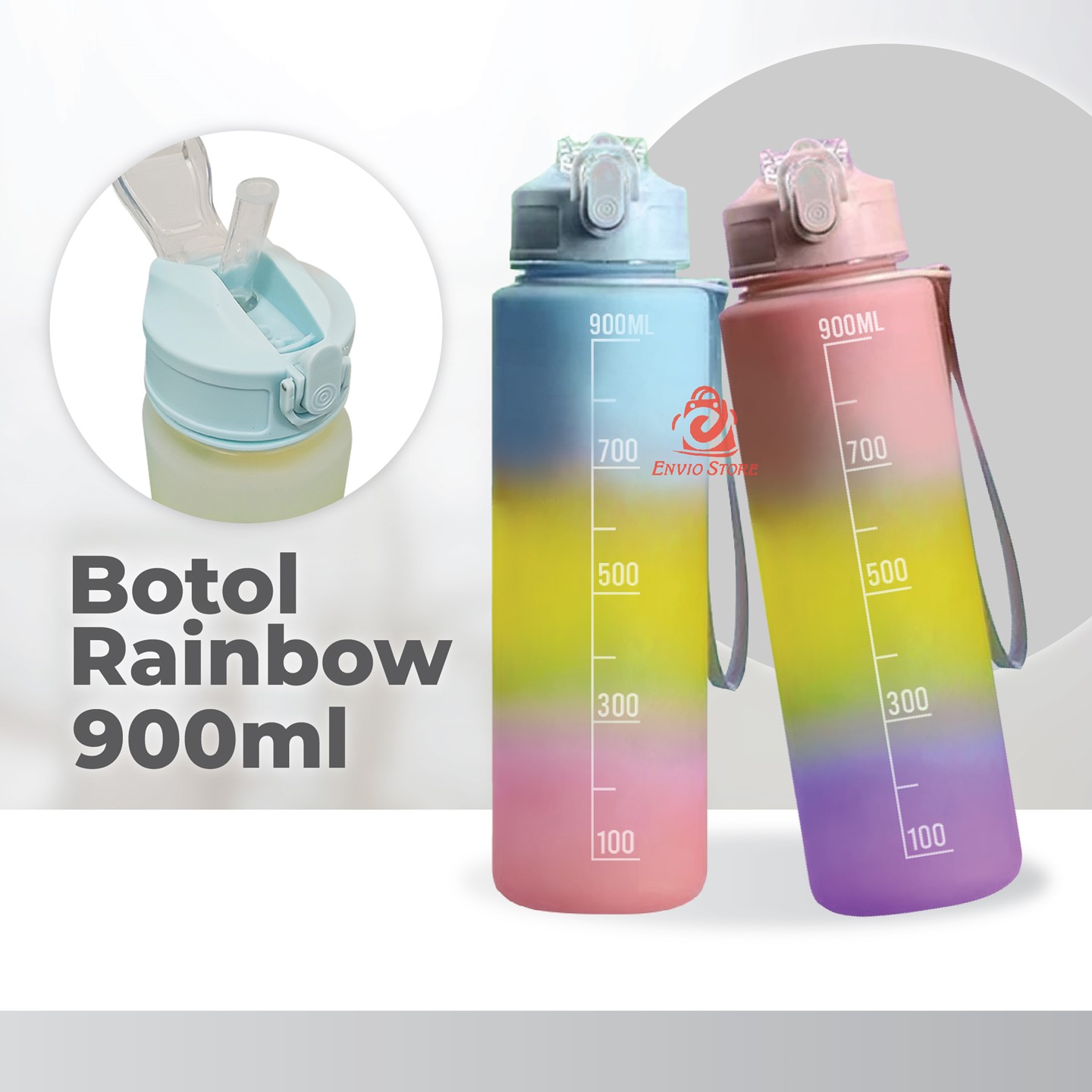 Botol Minum Rainbow 900ml (HX-4727) - Botol Minum Warna Lucu Botol Minum Rainbow 900ml (HX-4727) - Botol Minum Warna Lucu