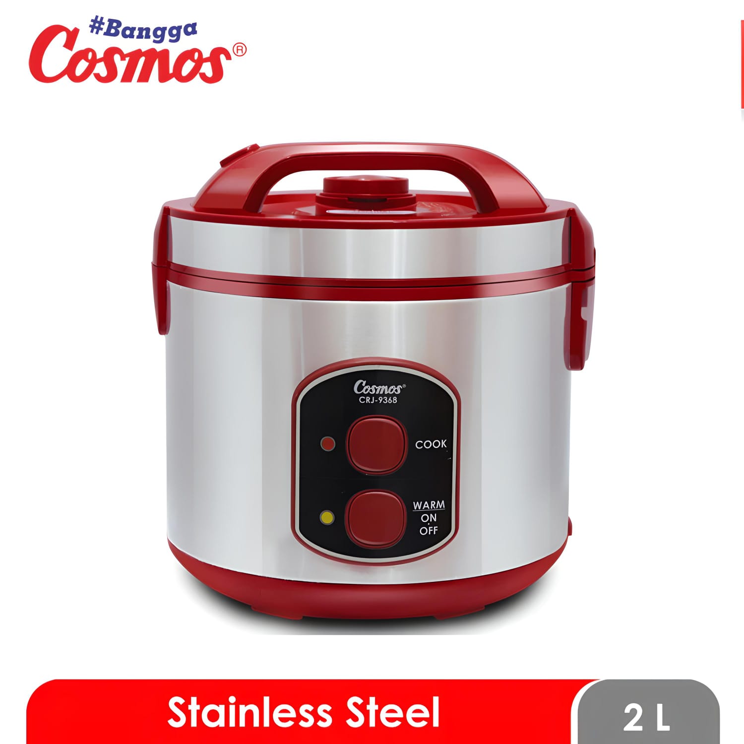 Cosmos Rice Cooker Stainless Steel CRJ-9368 - 2L 400W/220V Penanak Nasi