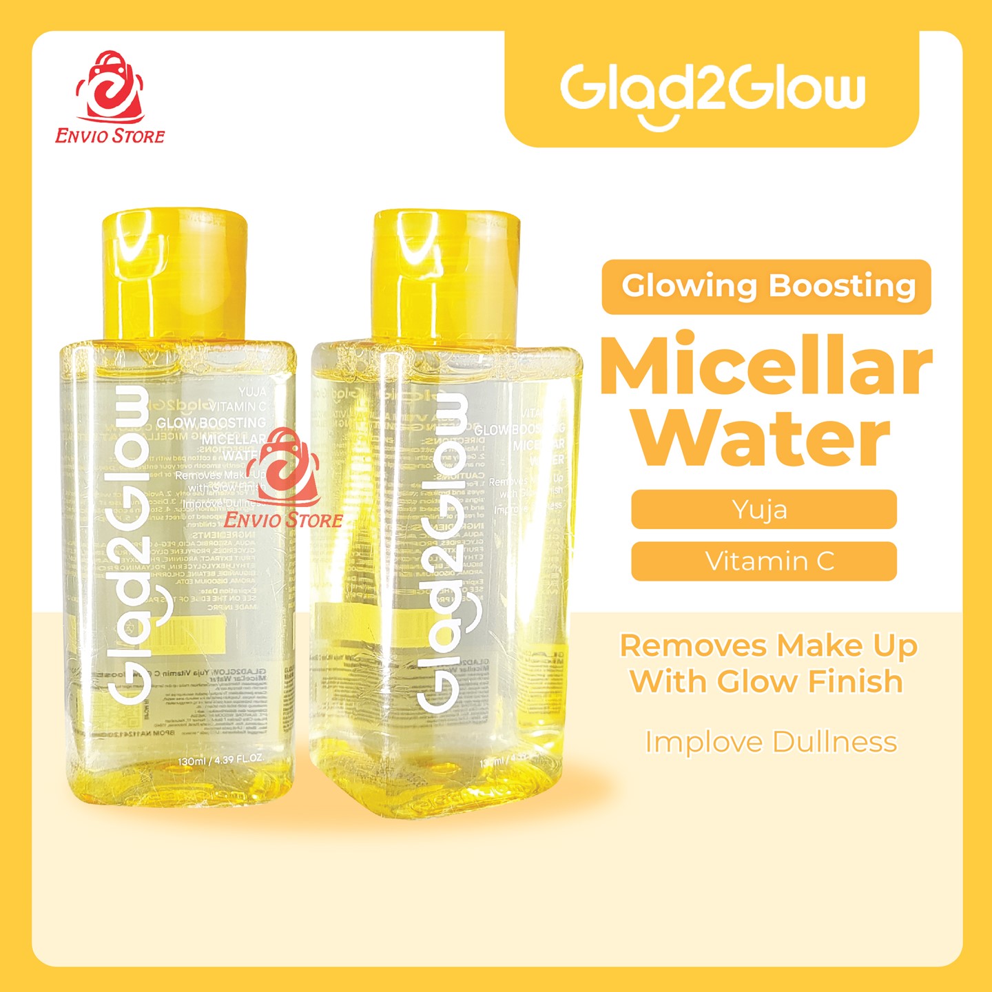 Glad 2 Glow Micellar Water - Yuja Vitamin C Glow Boosting 130ml