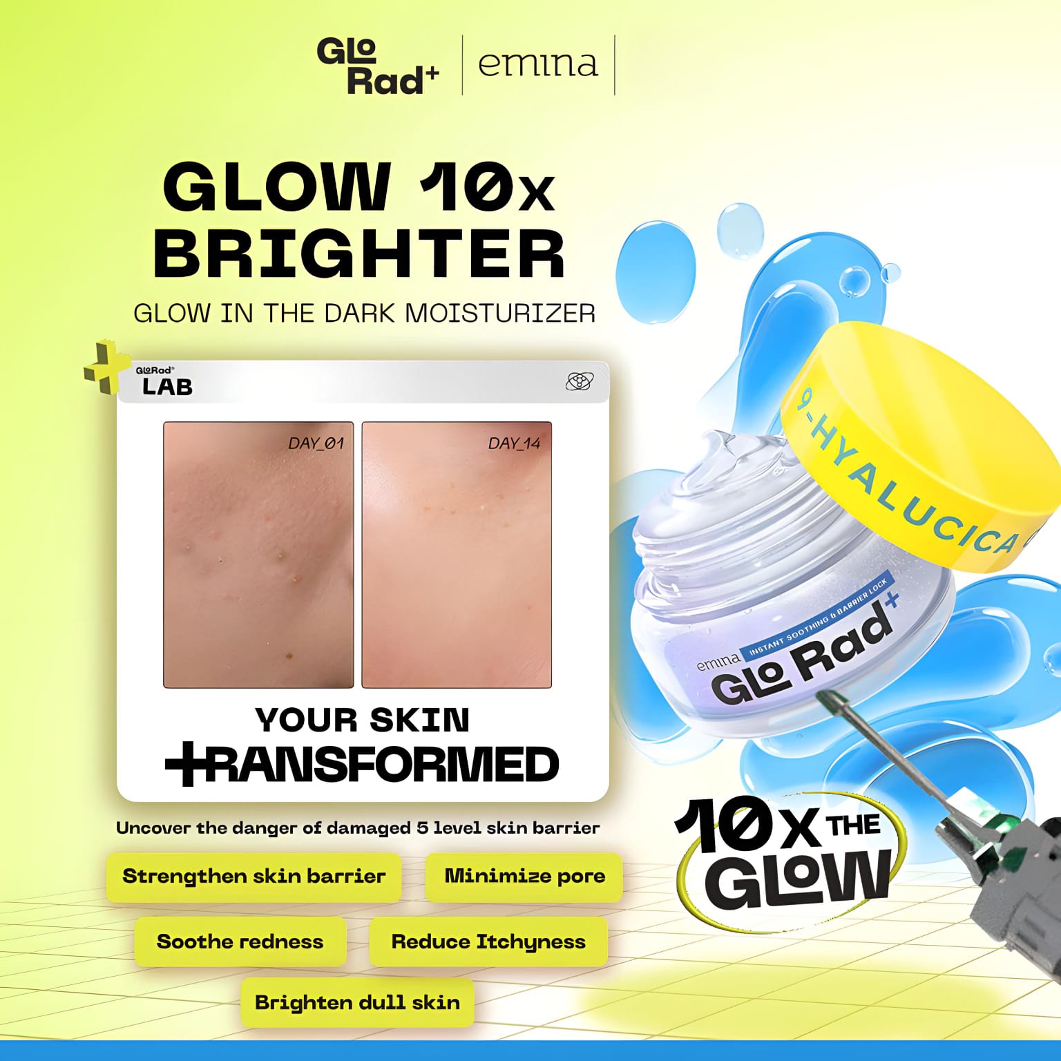 Emina GloRad+ Instant Soothing & Barrier Lock 9-Hyalucica Glow Moisture Gel 50ml