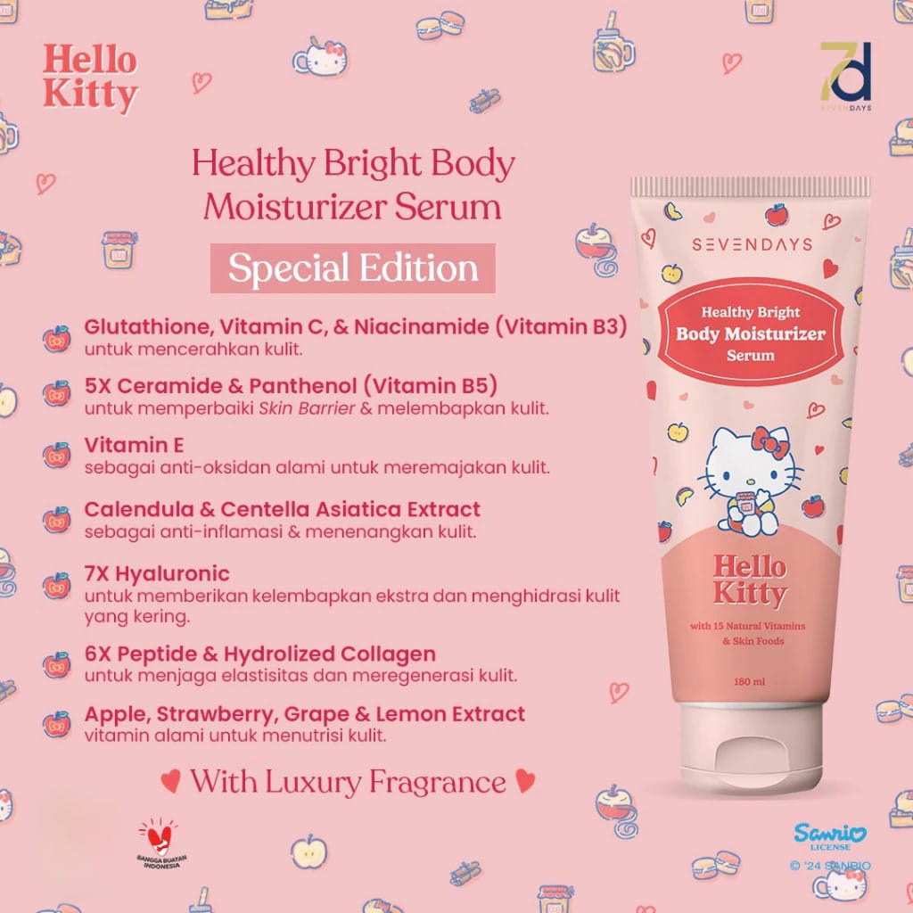 Sevendays Healthy Bright Body Moisturizer Serum 180ml - Hello Kitty