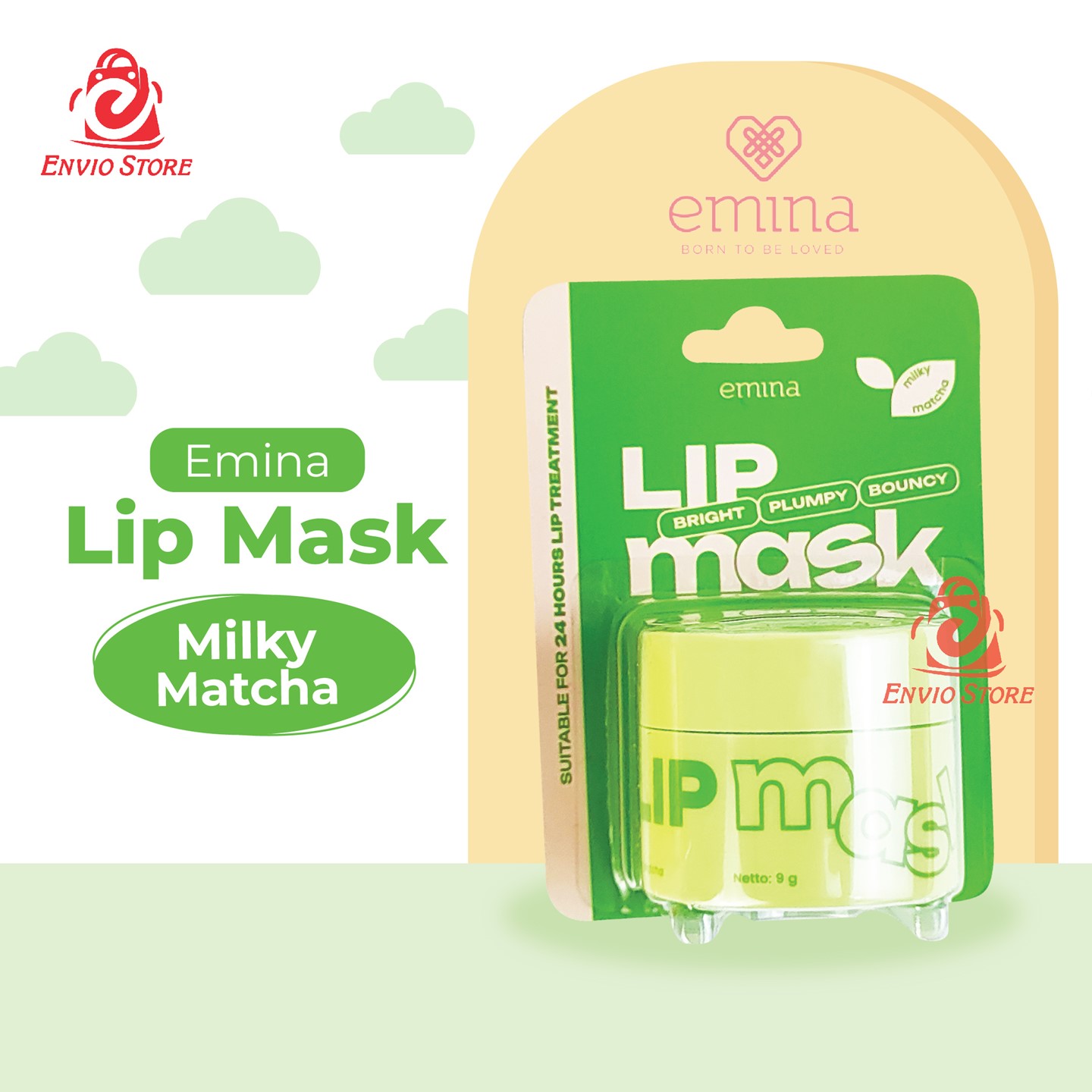 Emina Lip Mask 9gr - Milky Matcha (Hijau)