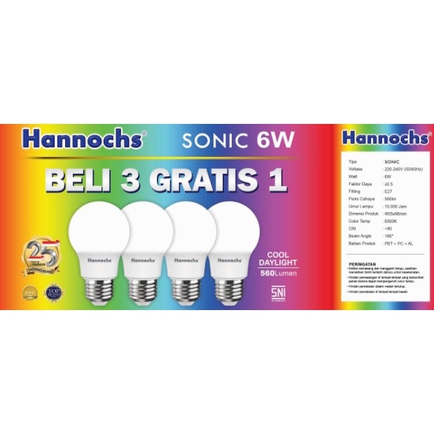 HANNOCHS Sonic Bohlam LED Multipack 4in1 - 6 Watt (6W) CDL