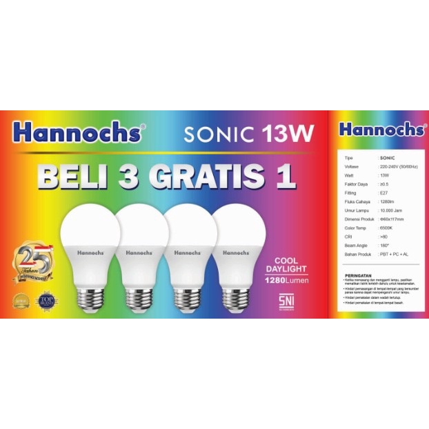 HANNOCHS Sonic Bohlam LED Multipack 4in1 - 13 Watt (13W) CDL