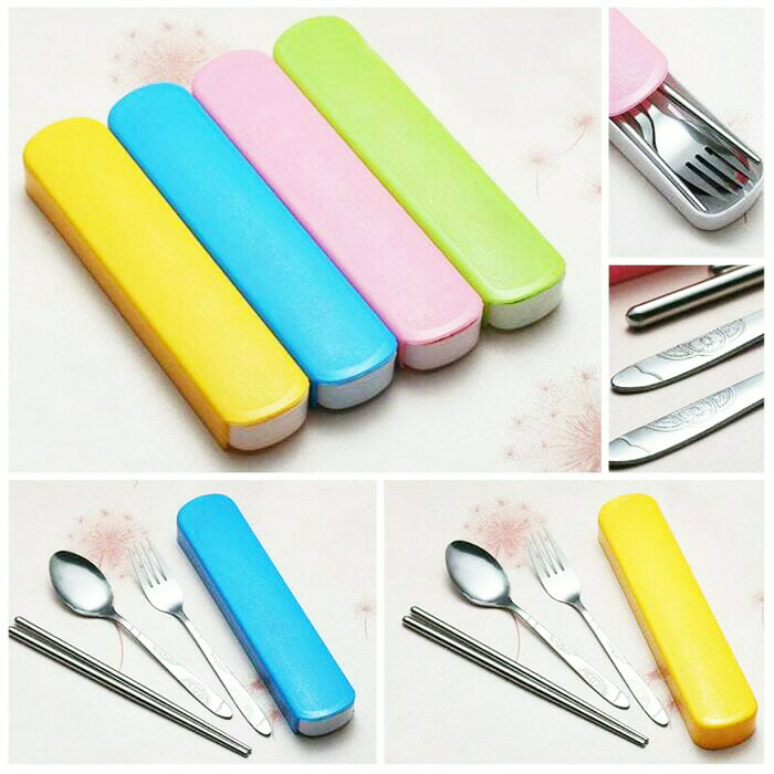 Sendok Travel Set Stainless Steel (Sendok, Garpu, Sumpit) Sendok Travel Set Stainless Steel (Sendok, Garpu, Sumpit)