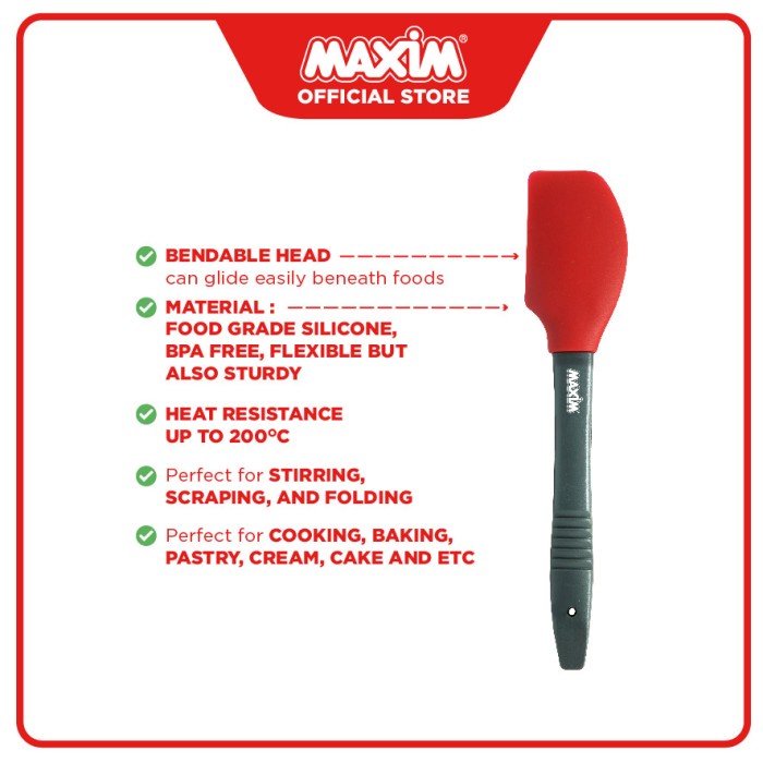 Maspion Maxim Silicone Spatula L 25cm (Sutil Tahan Panas) Maspion Maxim Silicone Spatula L 25cm (Sutil Tahan Panas)