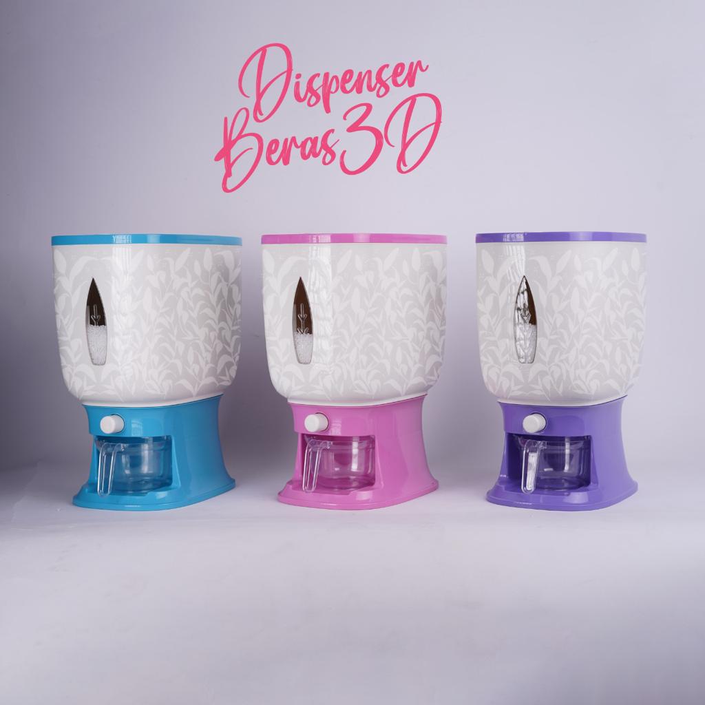 TRI J - Dispenser Beras Motif 10kg - Tempat Penyimpanan Beras (Rice Box)