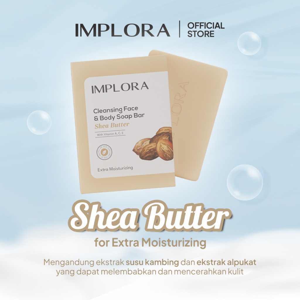Implora Cleansing Face & Body Bar Soap 60gr - Shea Butter