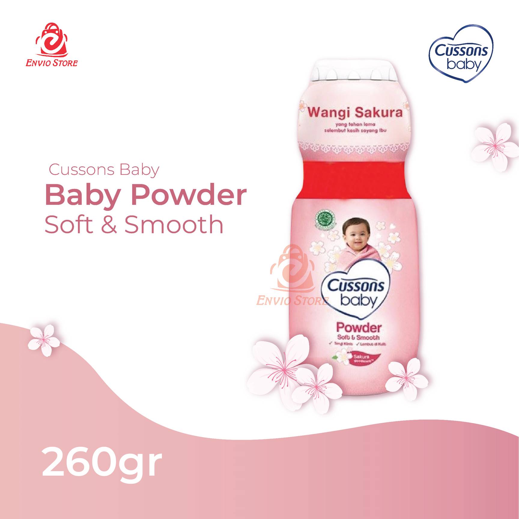 Cussons Baby Bedak Powder 260gr (200+60) - Pink Soft & Smooth