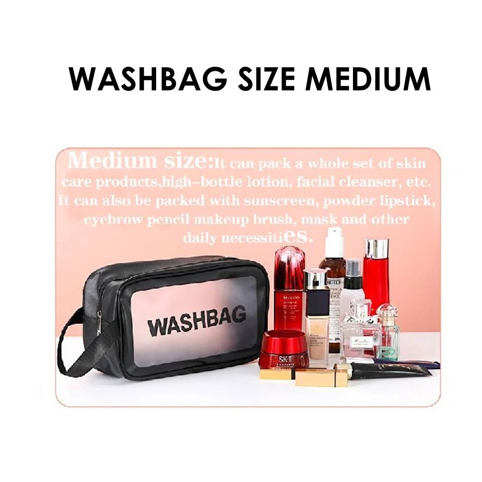 Washbag Pouch Medium 26cm x 15cm x 8cm - Tas Kosmetik Transparan