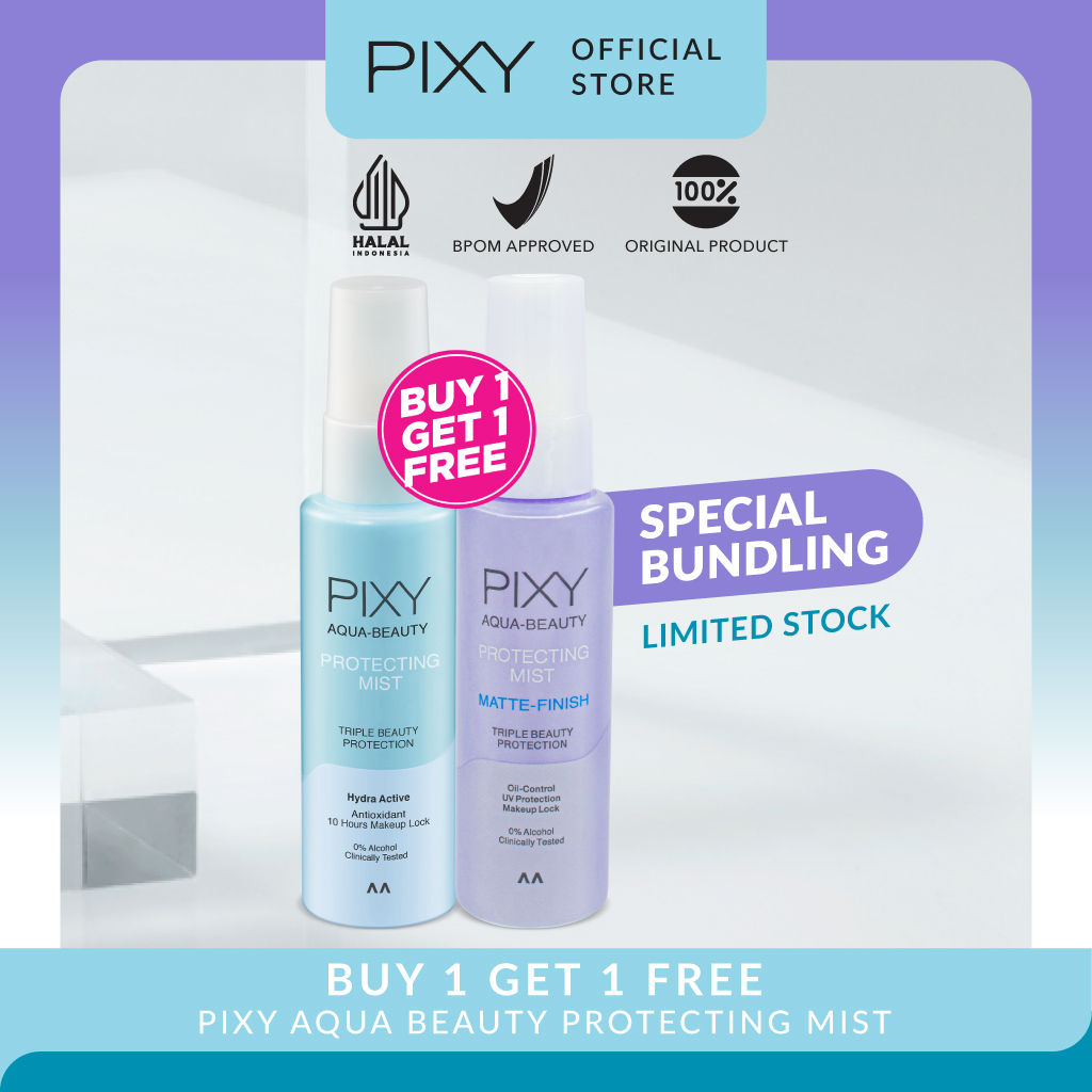 Pixy (Buy1 Free1) White Aqua Beauty Protecting Mist 60ml (Biru & Ungu)
